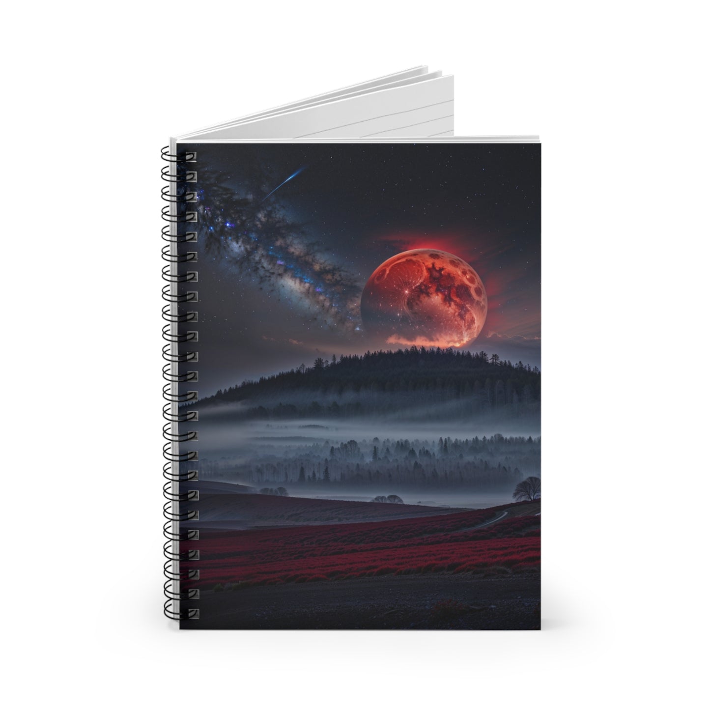 Lunar Night Spiral DayBook - Dreamy Night Sky, Astronomical Art, Student Journal, Lunar Landscape, Cosmic Creativity