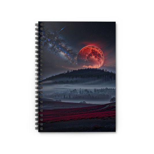 Lunar Night Spiral DayBook - Dreamy Night Sky, Astronomical Art, Student Journal, Lunar Landscape, Cosmic Creativity