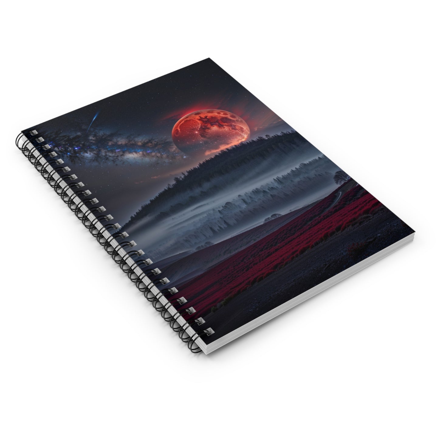 Lunar Night Spiral DayBook - Dreamy Night Sky, Astronomical Art, Student Journal, Lunar Landscape, Cosmic Creativity